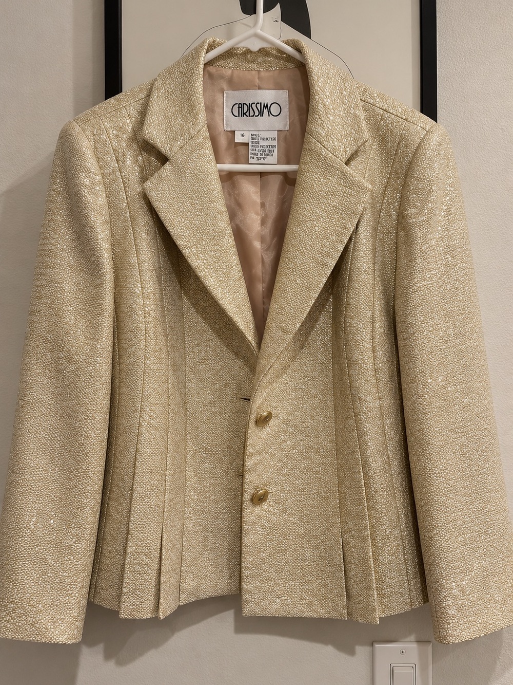 Women's Cream Metallic Blazer - Tailored Textured Jacket